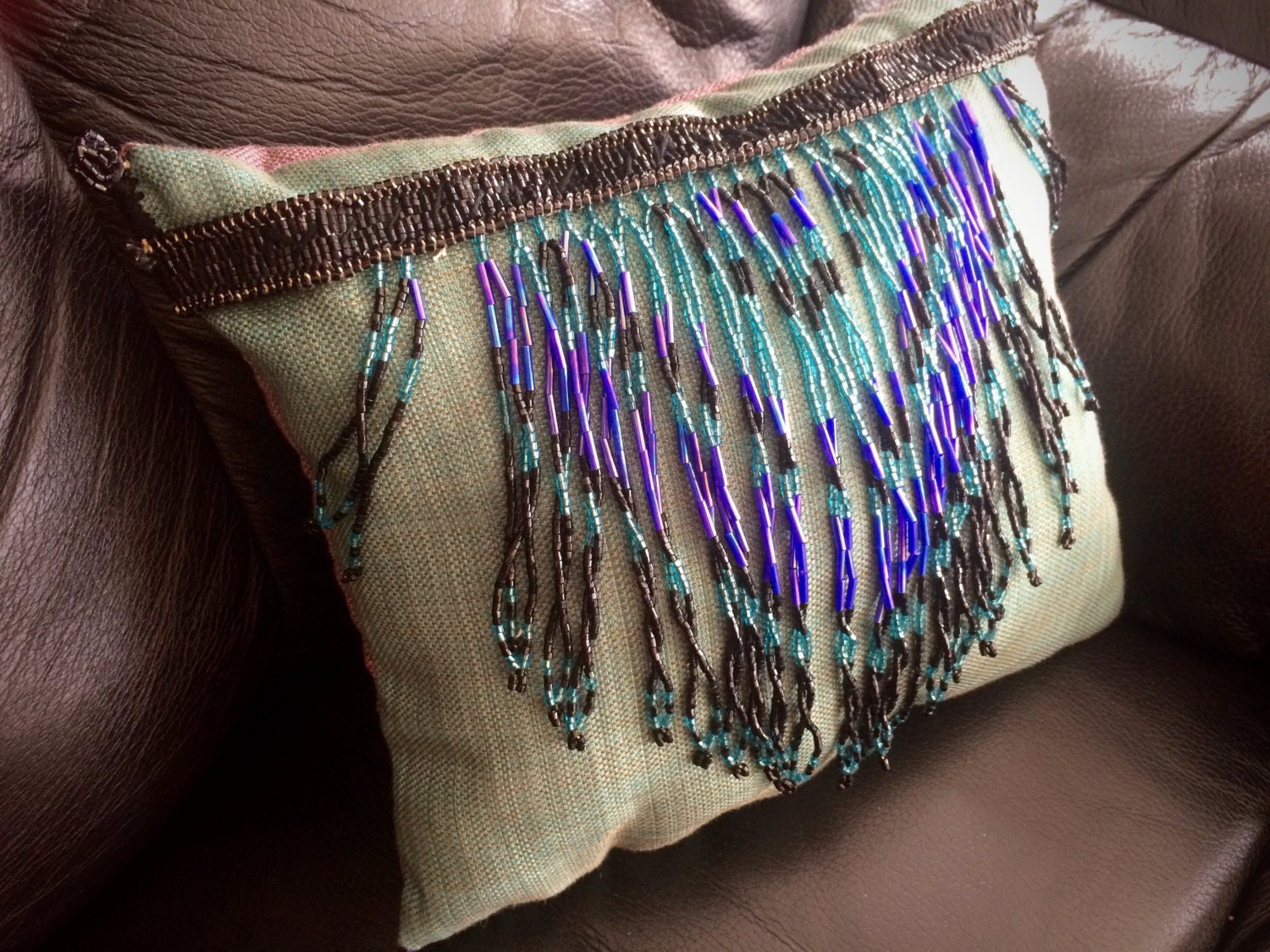 Pretty Beaded Fringe Accent Pillow by WightHart on Etsy