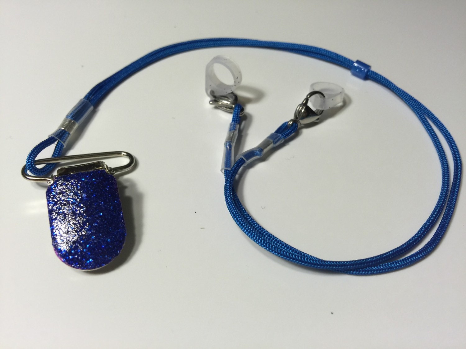 Sparkly Blue Lanyard Hearing Aid or Cochlear Implant Clips