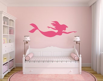 Mermaid Wall Decal, Mermaid Wall Sticker, Mermaid Home Interior Design Baby Girl Nursery Room, Mermaid Wall Art, Ocean Mermaid Theme.