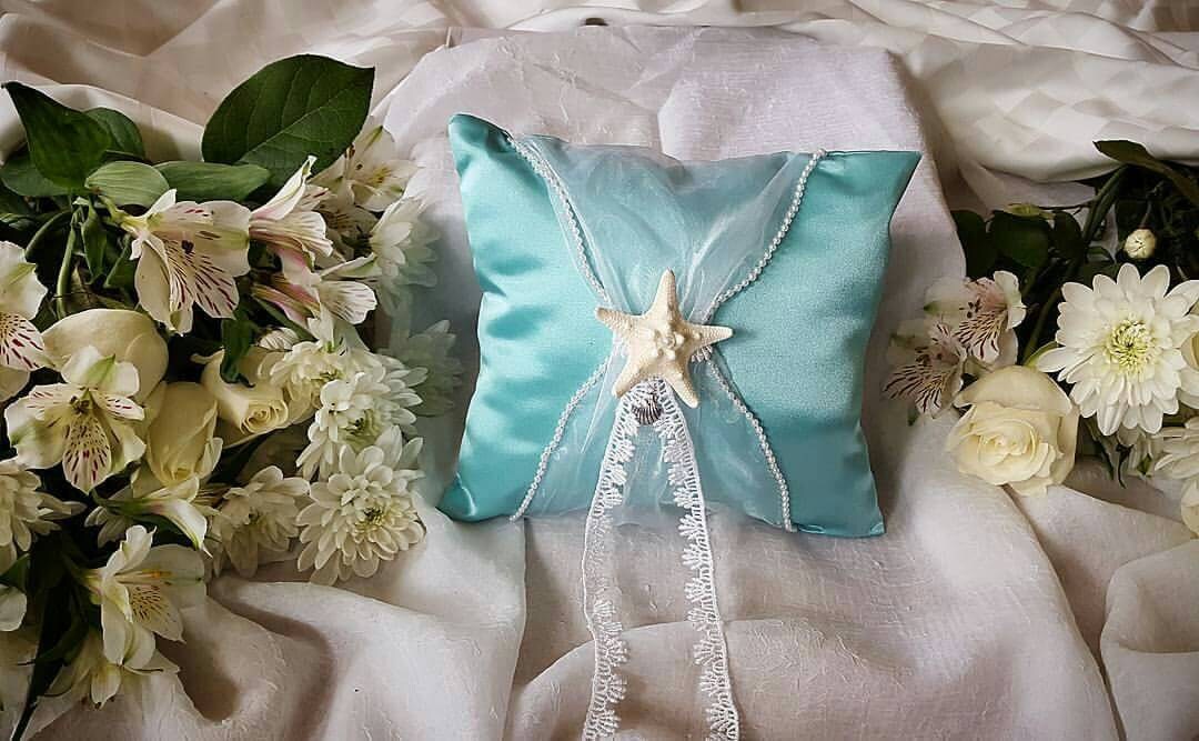beach ring bearer pillow blue ring bearer pillow Little