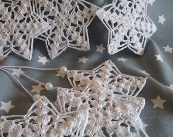 Christmas ornaments, Christmas decoration, Ornaments Handmade, Snowflake Ornaments, set of 6 pieces