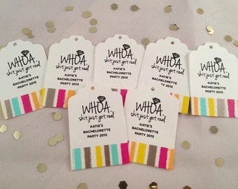 whoa shit just got real // bachelorette favor tags // custom