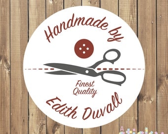 Personalized Handmade by Stickers, Handmade Labels, Packaging Labels, Sewing Labels, Hand Sewn Labels, Dressmaker Stickers, Haberdashery