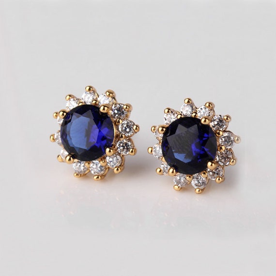 Blue Sapphire Earrings 14K Yellow Gold-Filled / Sapphire