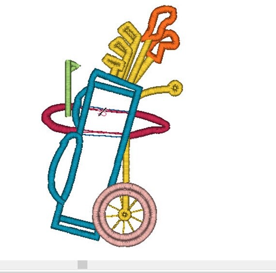 Golf Bag and Clubs Embroidery Stitch Art by EmbroideryStiLibrary
