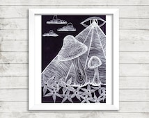 Popular items for mushroom drawing on Etsy