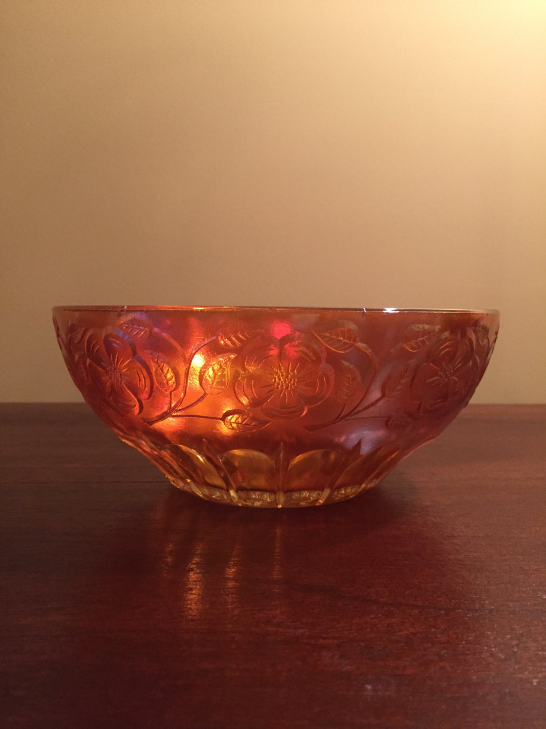 Reduced Price Carnival Glass Bowl Orange Carnival Glass Gold