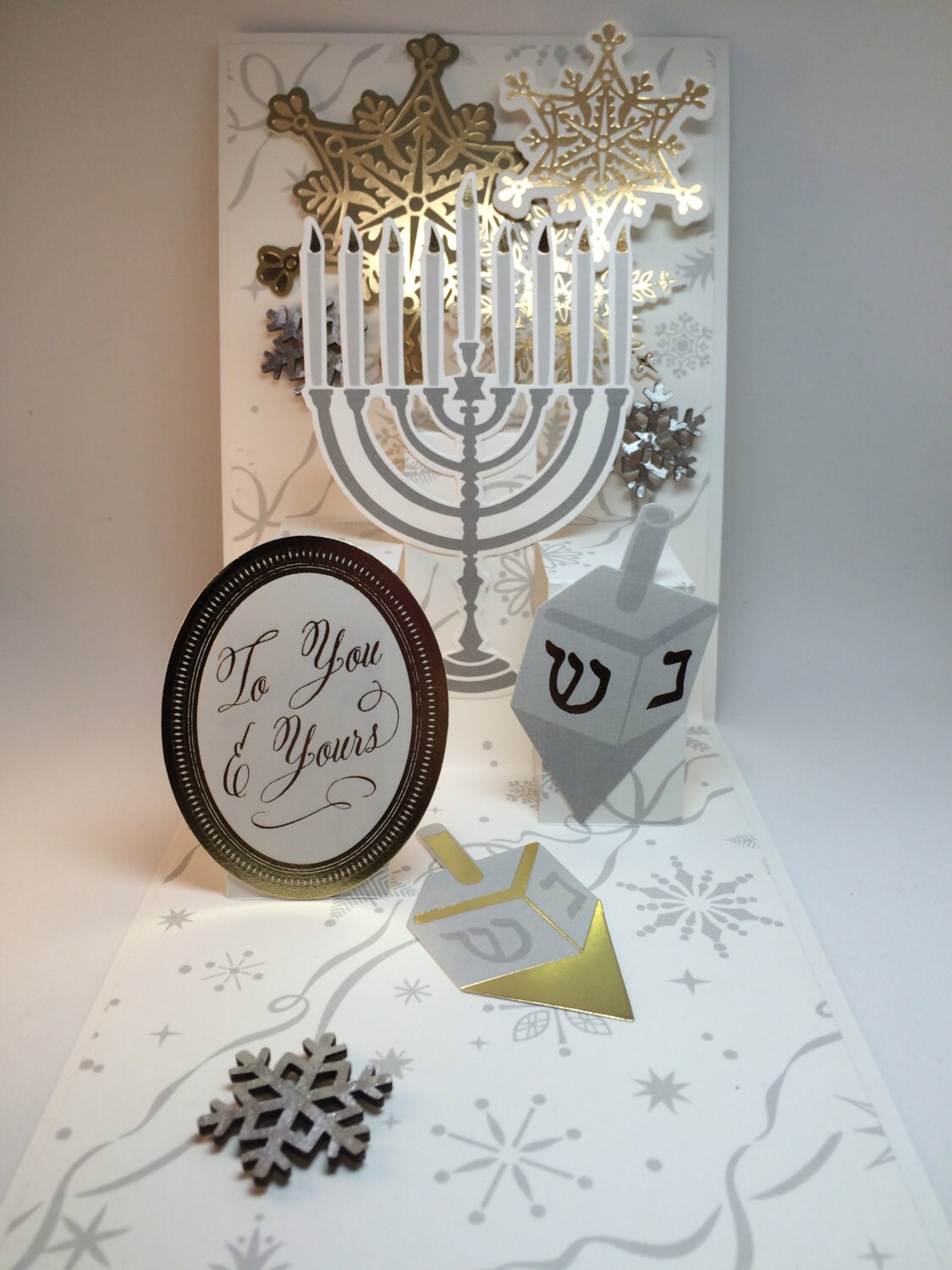 Hanukkah Popup Card, 3D Card by TwoRedCatCrafts on Etsy Cards