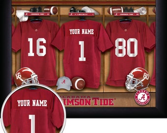 Alabama Crimson Tide NCAA Framed Personalized Locker Room Collegiate Sports Home Decor 13"x16" Inches Free Shipping