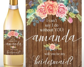 BRIDESMAID WINE BOTTLE Label, Bridesmaid Wine Label, Bridesmaid Wine Bottle, Bridesmaid Proposal, Bridesmaid Gift, Will You Be My Bridesmaid
