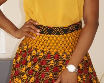 Ankara Mini Skirt, African print skirt, gathered skirt, box pleat skirt