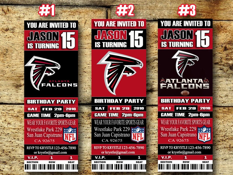 Atlanta Falcons Birthday Ticket by SportfunDigital on Etsy
