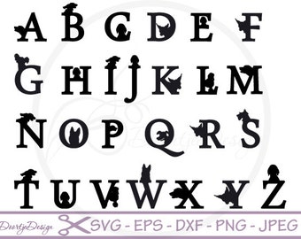 Font Letters SVG, Fancy Alphabet Set svg files, svg files for cricut, svg font files, silhouette files DXF, Fancy Font Dog svg