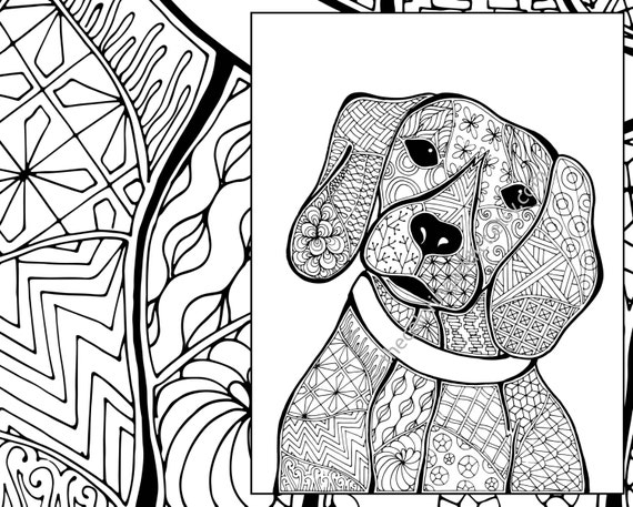 Download zentangle dog colouring page animal colouring zentangle