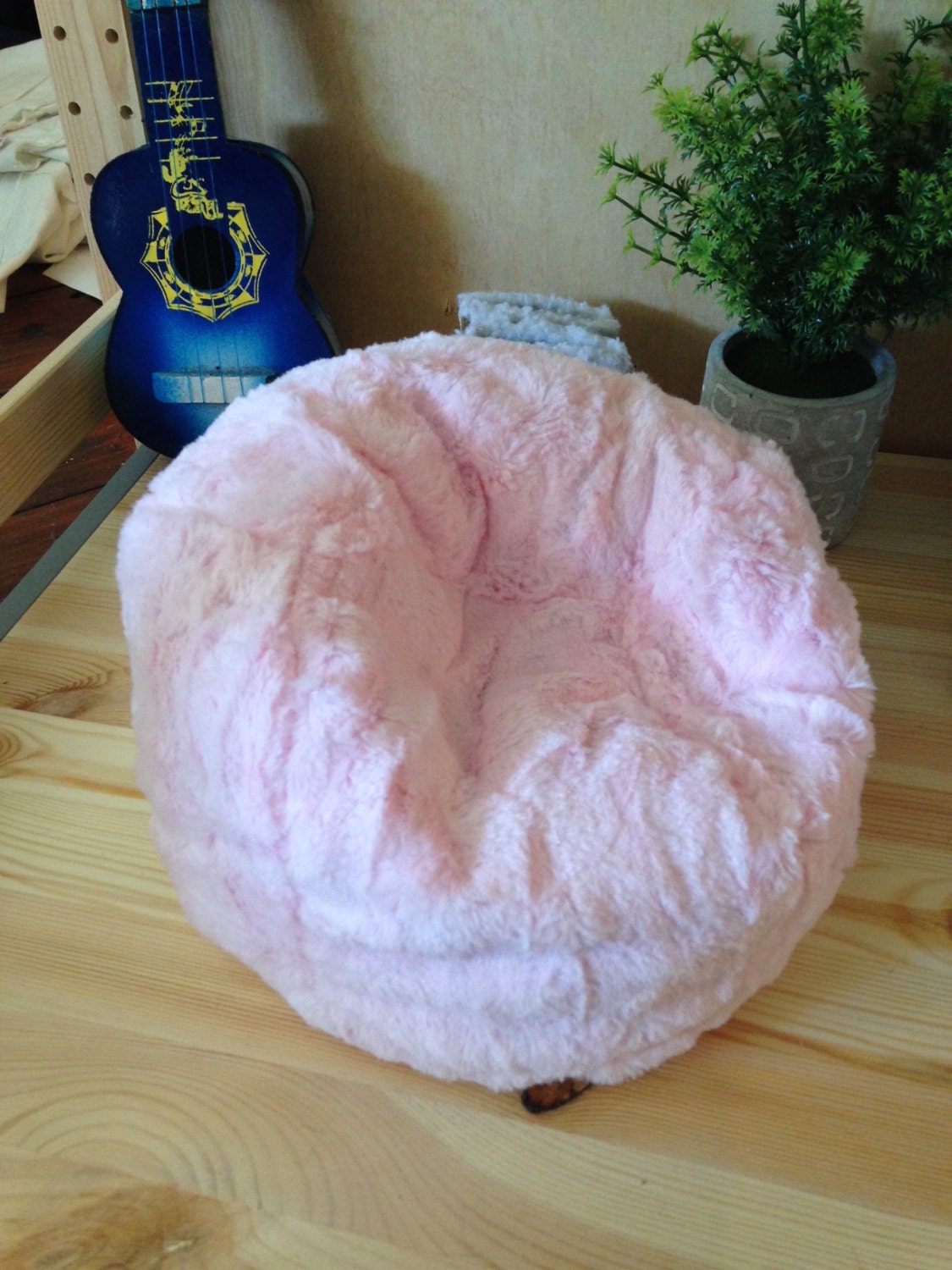 Pink faux fur bean bag chair for your American Girl or other