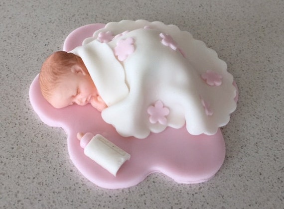 Fondant Baby with Blanket & Bottle 3D by LeesCakeTopShop on Etsy