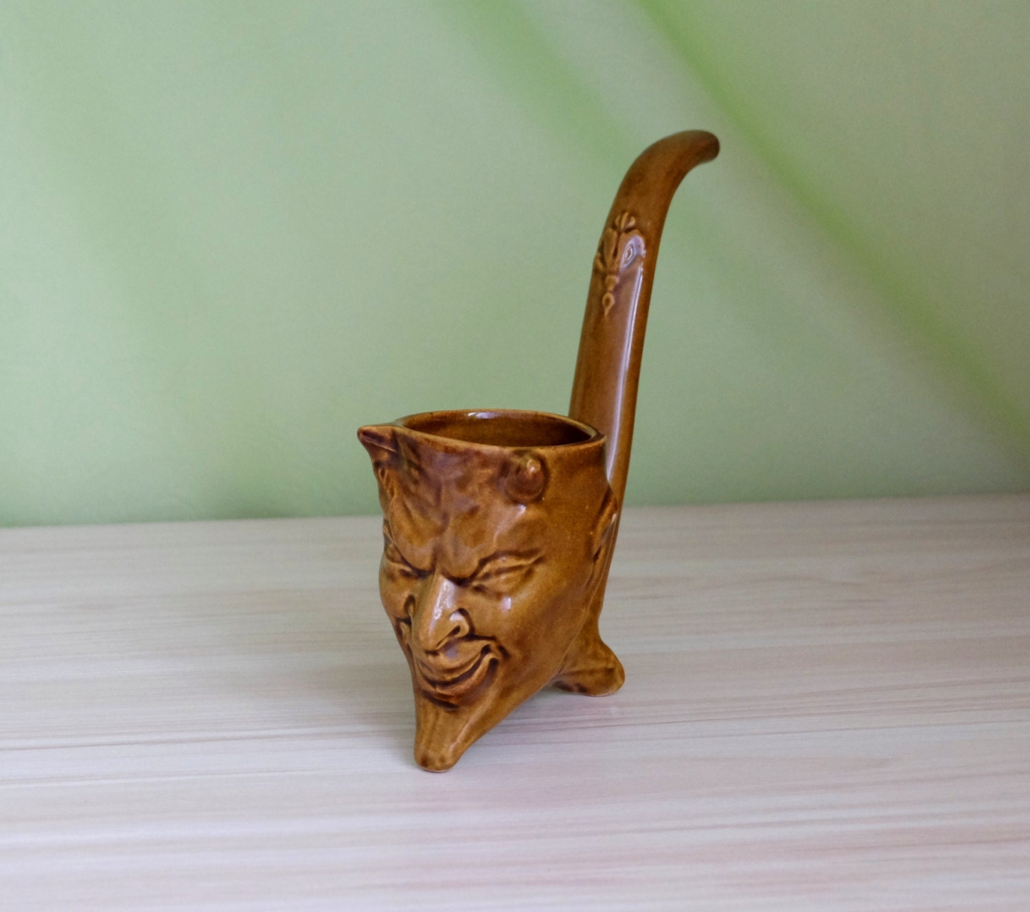 Devil Face Pipe vintage ceramic devil ashtray Soviet