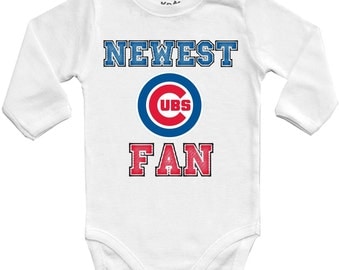 Chicago Cubs Newest fan,MLB Baby Vest Baby Bodysuit Funny Baby Child One Piece boy's girl's Clothing girl Kid's Shower Bodysuits t-shirt Top