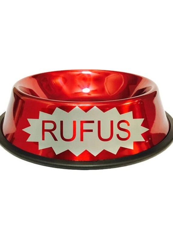 Personalized Red Dog Bowl with Starburst Personalized Dog
