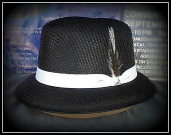 TRADITIONAL FEDORA Black and White GROOM