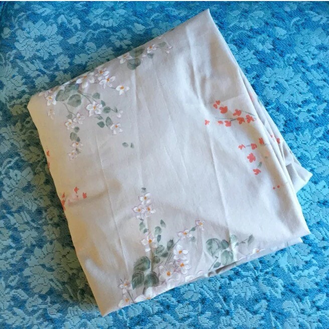 Vintage PEQUOT Twin Flat Sheet Beige Brown by YeahBabyVintage