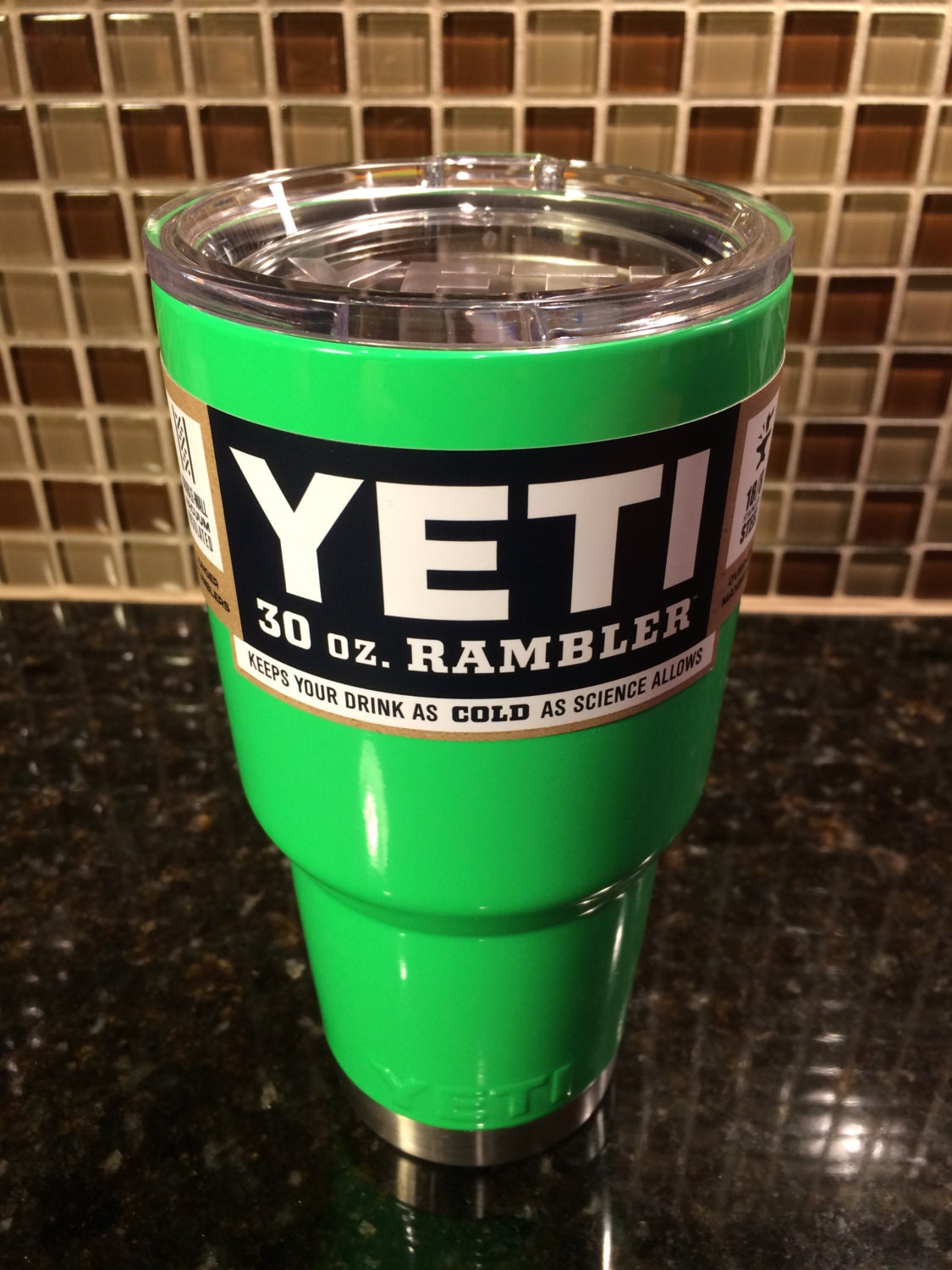 Custom YETI 30 oz Rambler Neon Green / Powder Coated