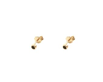 Black stone studs - Black cz earrings - Cz stud earrings - Gold plated stud earrings - Minimalist studs - Cartilage earrings - Targus studs