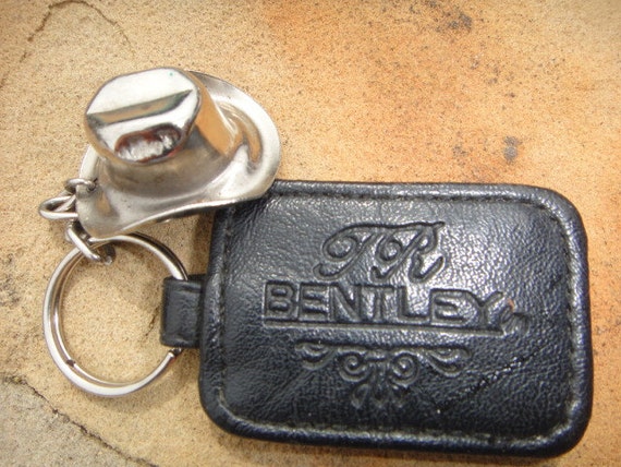 Leather Bentley keychain with silver hat collectible Car