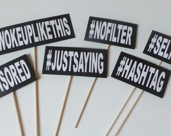 6-pack Social Media Hashtags Wedding / Party Photo Booth Props