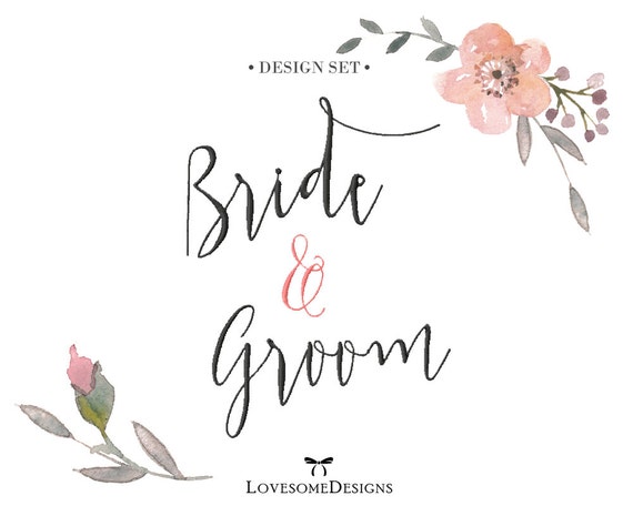 Bride and Groom Two Sizes Embroidery Design by LovesomeDesigns