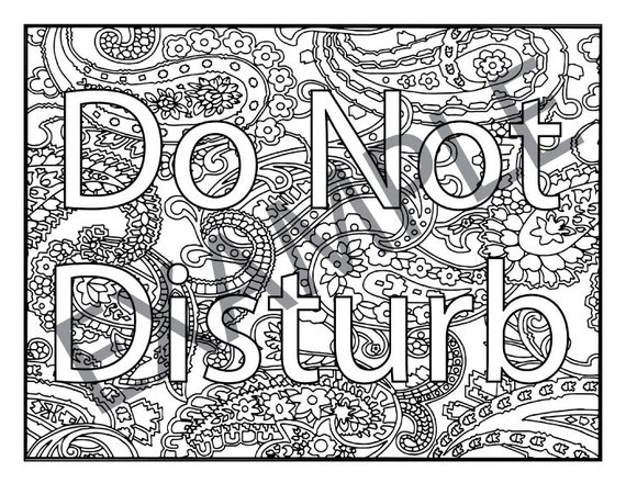 Do Not Disturb Printable Adult Coloring Book Page instant