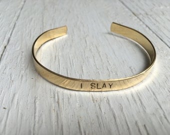 Slay Handstamped Bracelet Bracelet - Queen Bey Bracelet - Christmas Gift - Holiday Gift - Birthday Gift