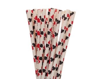 Paper Straws, Playing Card Paper Straws, Las Vegas Party Supplies, Poker Night Paper Goods, Casino Night Paper Straws, Playing Cards Straws