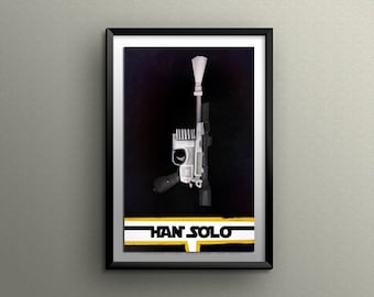 BLASTER PISTOL POSTER* Han Solo Blaster Pistol Illustration* Graphically Designed Wall Art* A4 A3 A2 Prints Available