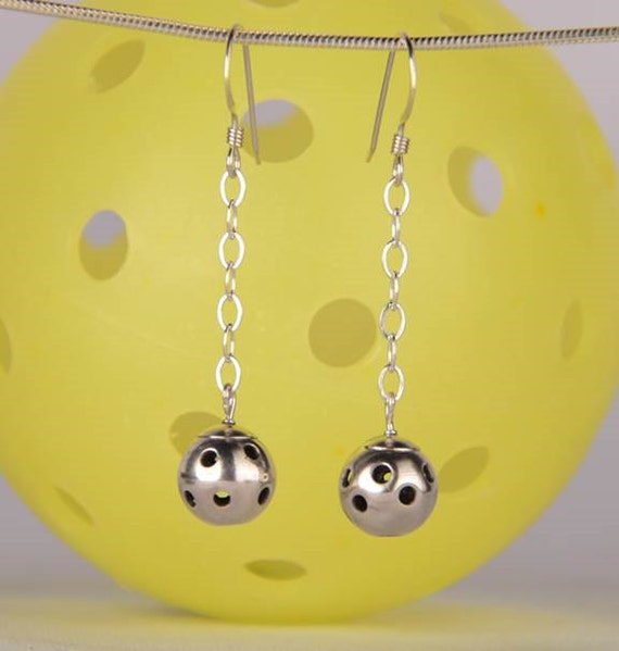 Sterling Silver Pickleball Earrings by PickleballandJewelry