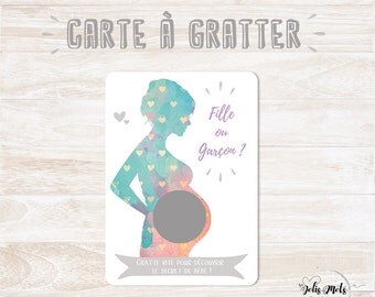 French VERSION - Scratch - the sex of baby - pregnancy announcement/discovery card