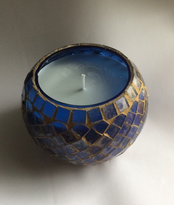 Decorative Soy Candle Fresh Baked Pastry Scent Tiled Glass