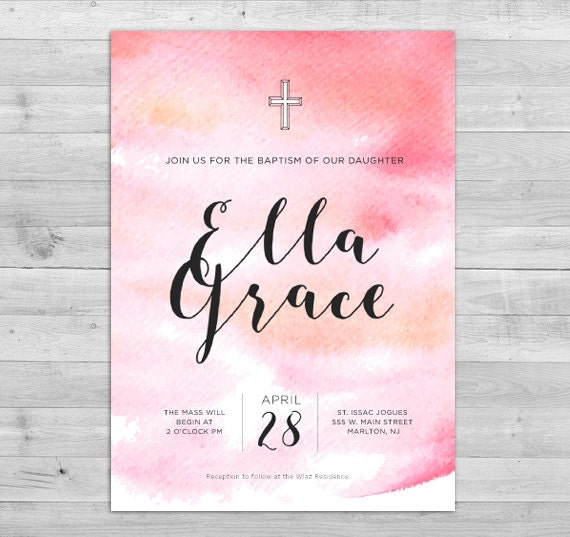 Girl Baptism Invitation PRINTABLE Baptism by WLAZdesignSHOP