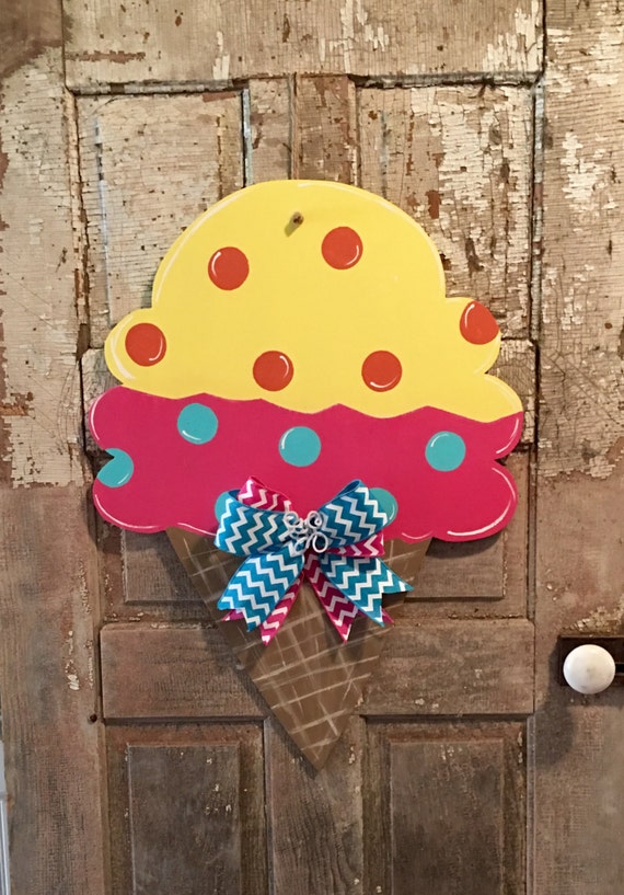 READY TO SHIP Ice Cream Door Hanger Summer Decor Ice