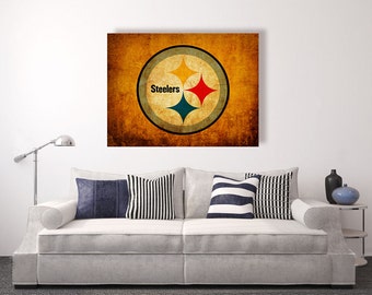 Pittsburgh Steelers vintage style Canvas Print, vintage football decor, football room decor, room decor for men, apartment decorating ideas