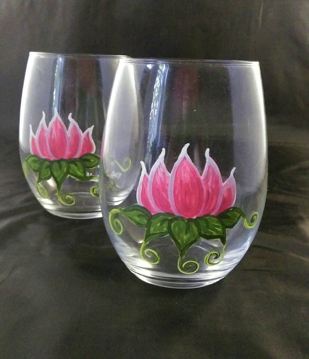 Stemless Lotus Flower Wine Glasses