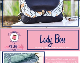 Lady Boss laptop bag sewing pattern ONLY for 13" and 15" laptop