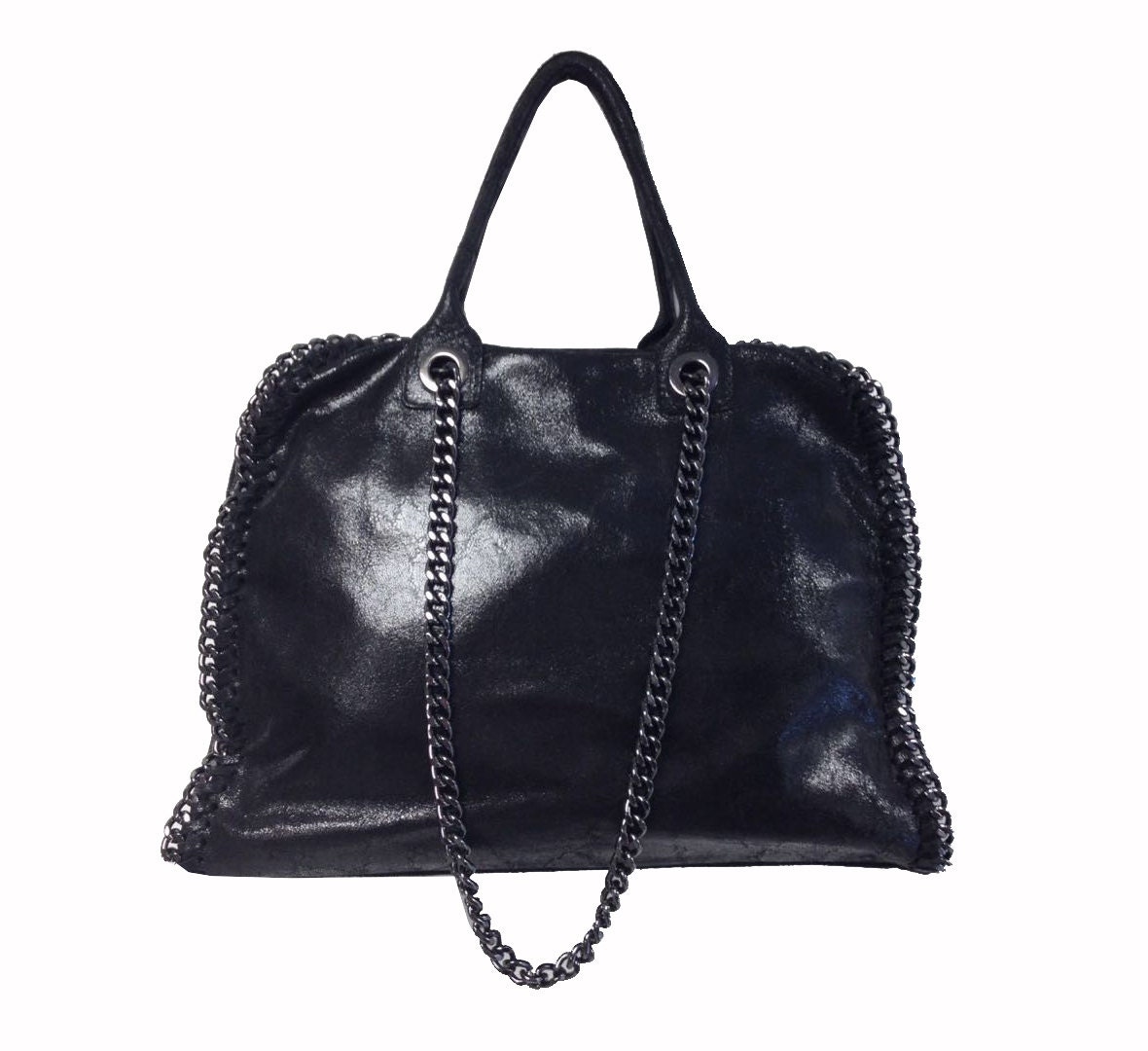 Black Genuine Leather Handbag shoulder bag by CreamBoutiqueItaly
