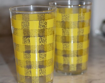 Transferware Drinking glasses in Yellow GIngham