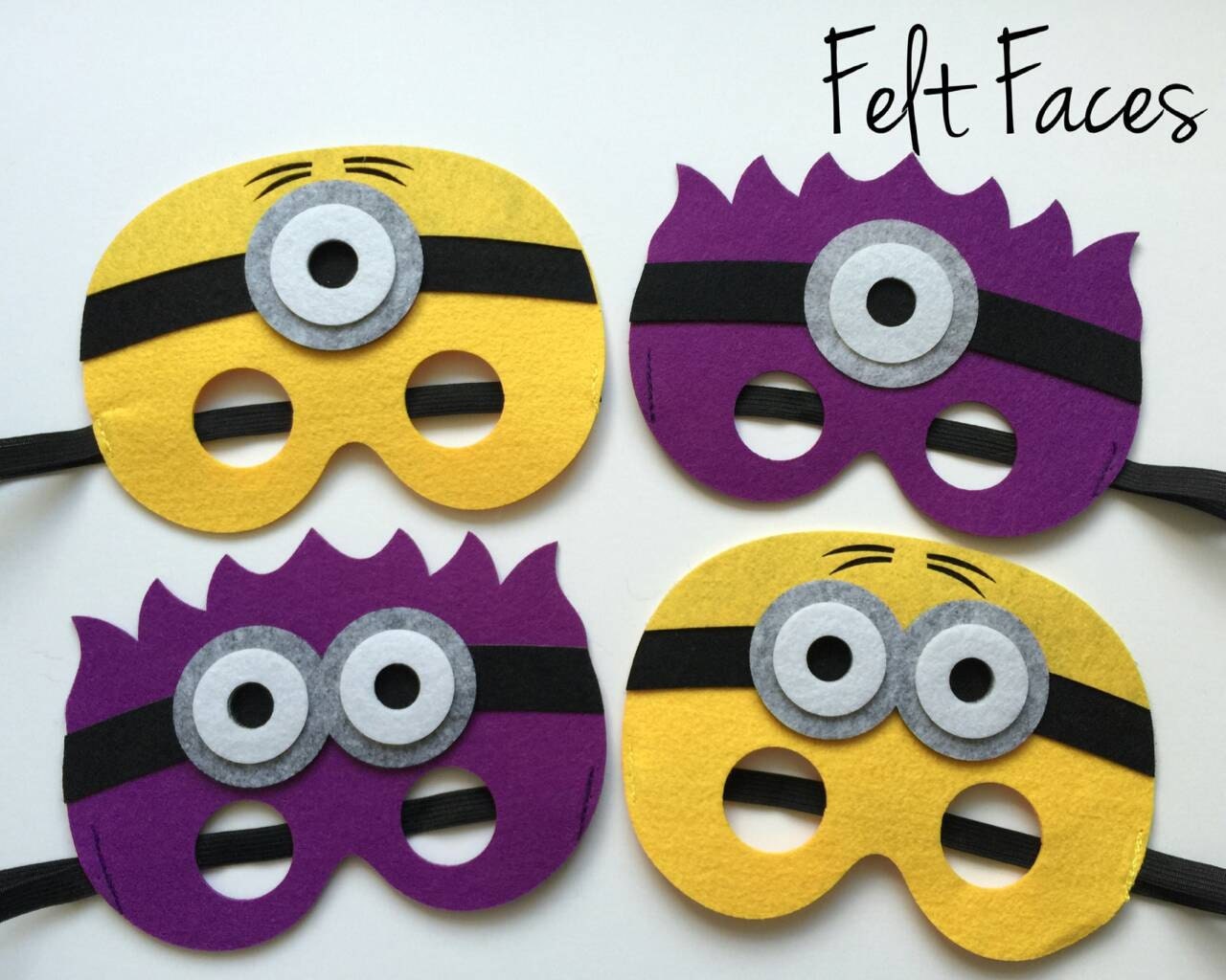 SET OF 8 Minion Party Masks Despicable Me Party by KSFeltFaces