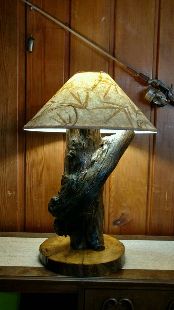 Driftwood Lamp with Wood Base by LakeMade on Etsy