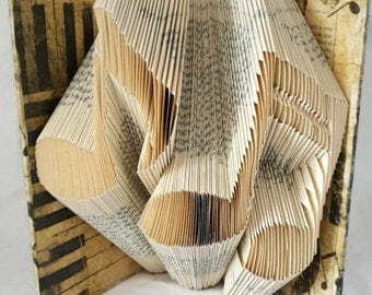 folded music book - folded book art - book sculpture - book fold - paper anniversary - book decor - best selling art - best selling items