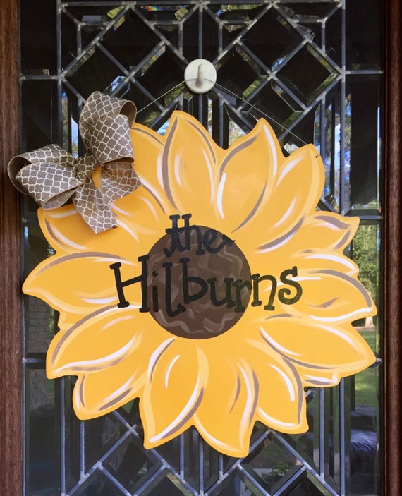 Sunflower door hanger door hanger by aWhitofWhimsy
