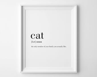 Cat Lover Gift, Cat Print, Cat Definition Print, Cat Poster, Pet Gift, Cat Prints, Cat Printable, Pet Poster
