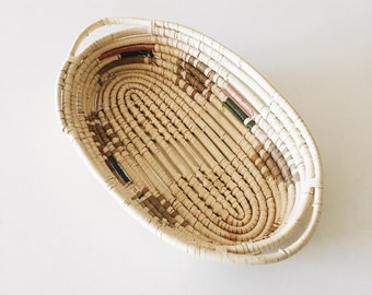 Vintage Straw Woven Basket | Boho Decor | Bohemian | Oblong